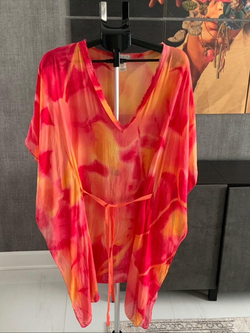 SHAN Pink and Orange Lightweight Tie-Dye Cover-Up 10